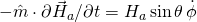 -\hat{m}\cdot\partial\vec{H}_a/\partial t = H_a \sin \theta\, \dot{\phi}